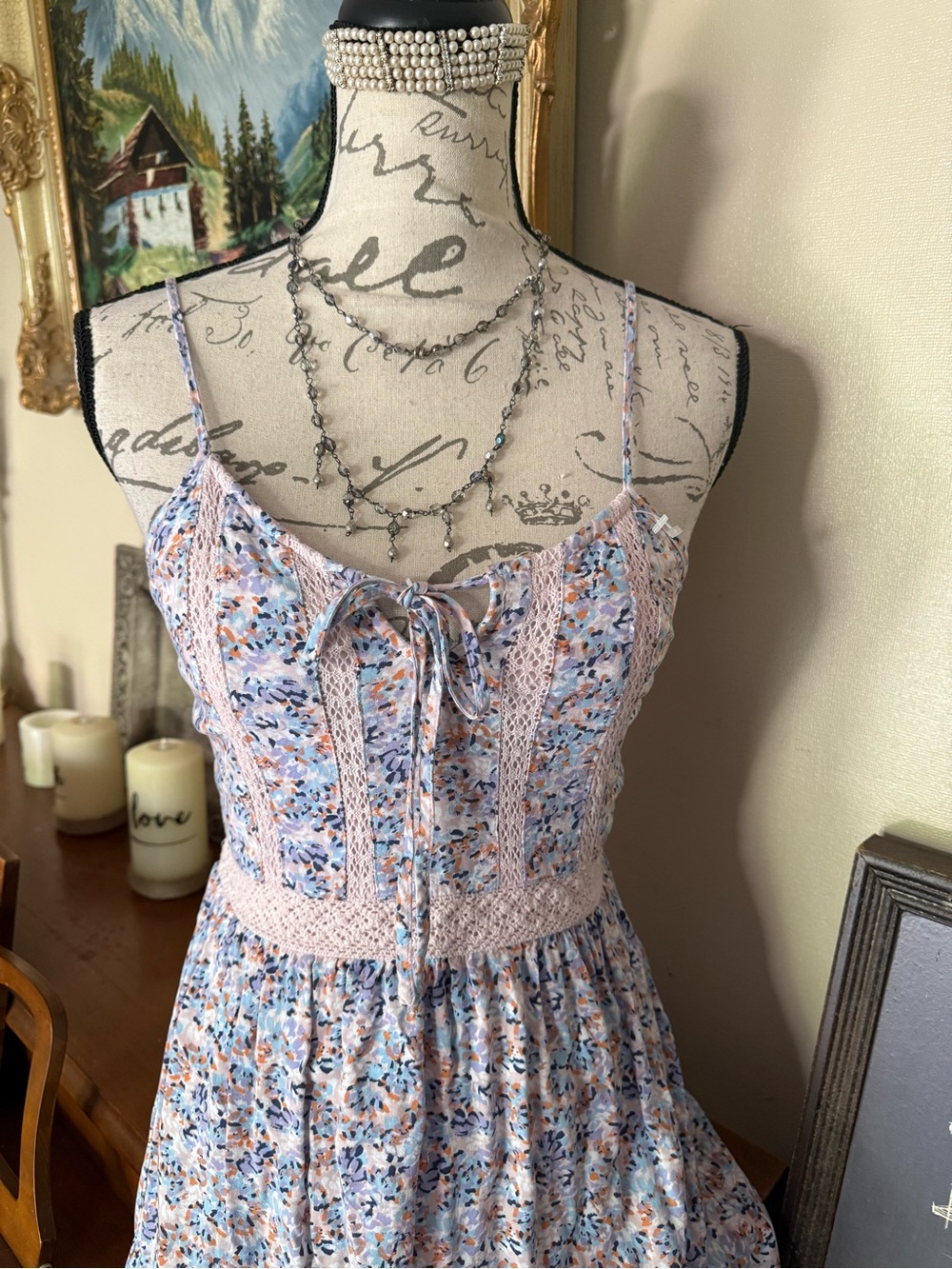 Vintage-Inspired Floral High Low Dress | Romantic Cottagecore Midi Smocked Dress - Picture 7 of 8